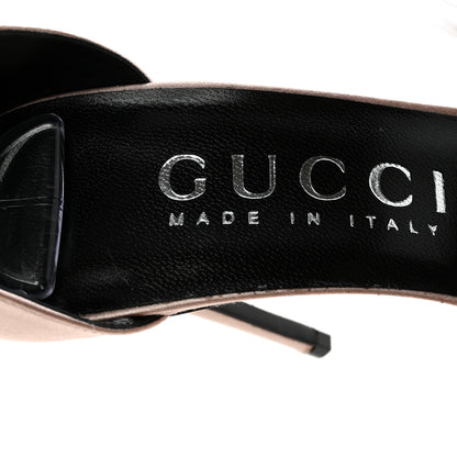 Gucci Satin Crystal Ankle Strap Sandal Pumps 38.5 Skin Rose 8 of 8
