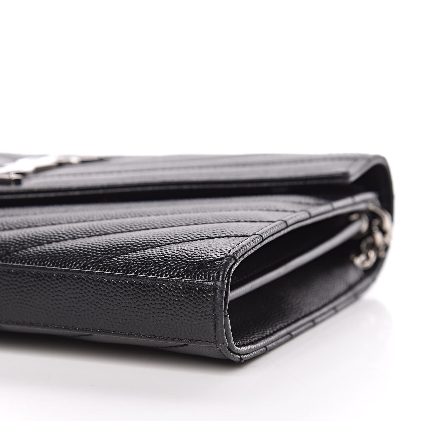 Grain De Poudre Matelasse Chevron Monogram Chain Wallet Black