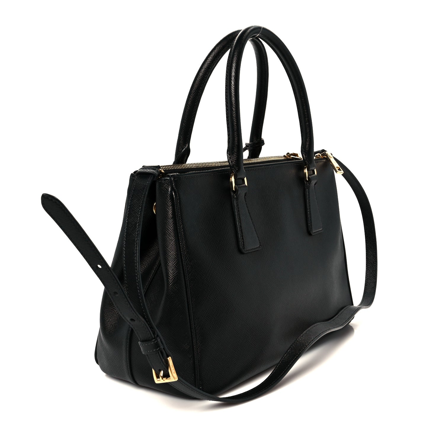 Saffiano Small Galleria Double Zip Tote Black