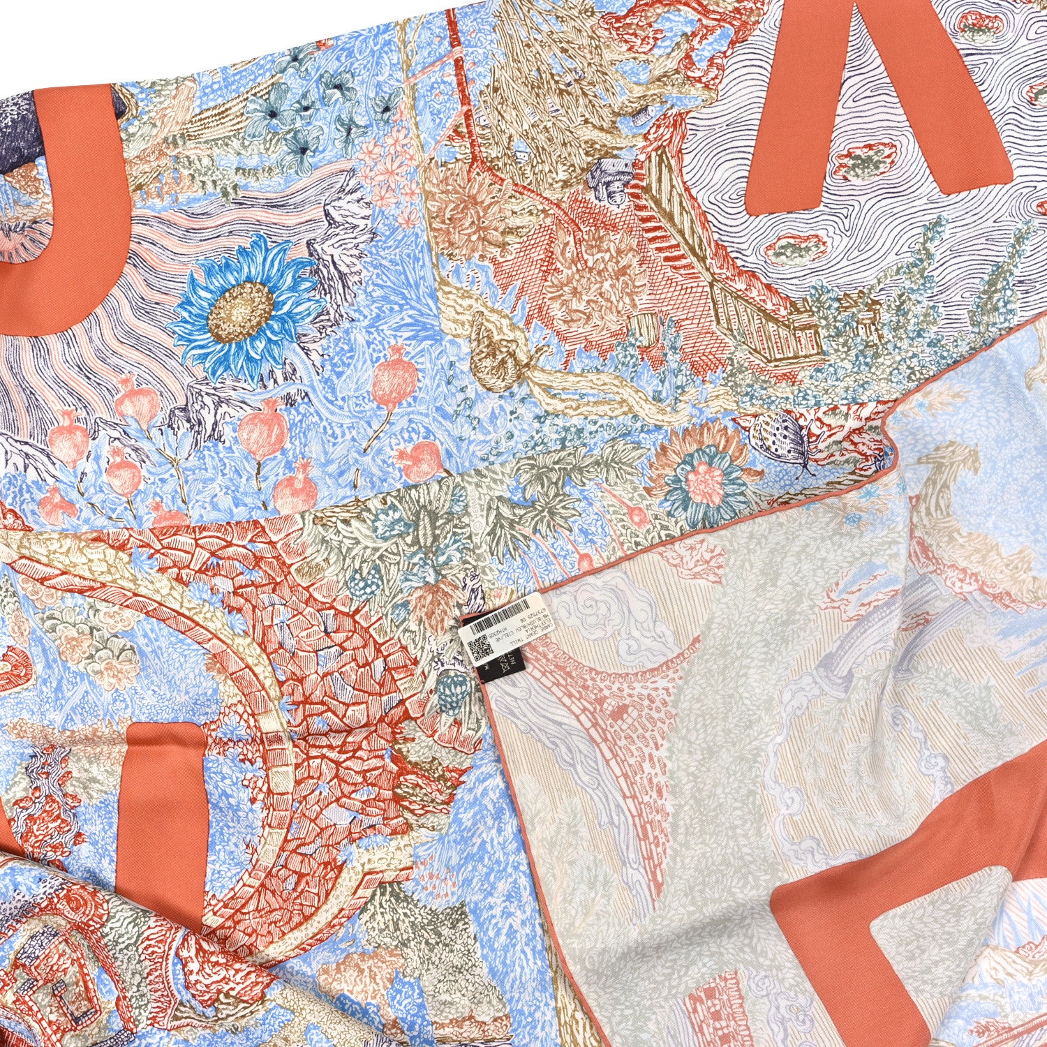 Hermes Silk Geant Eleftheria Scarf 140 Blush Bleu Ciel Vert 3 of 3