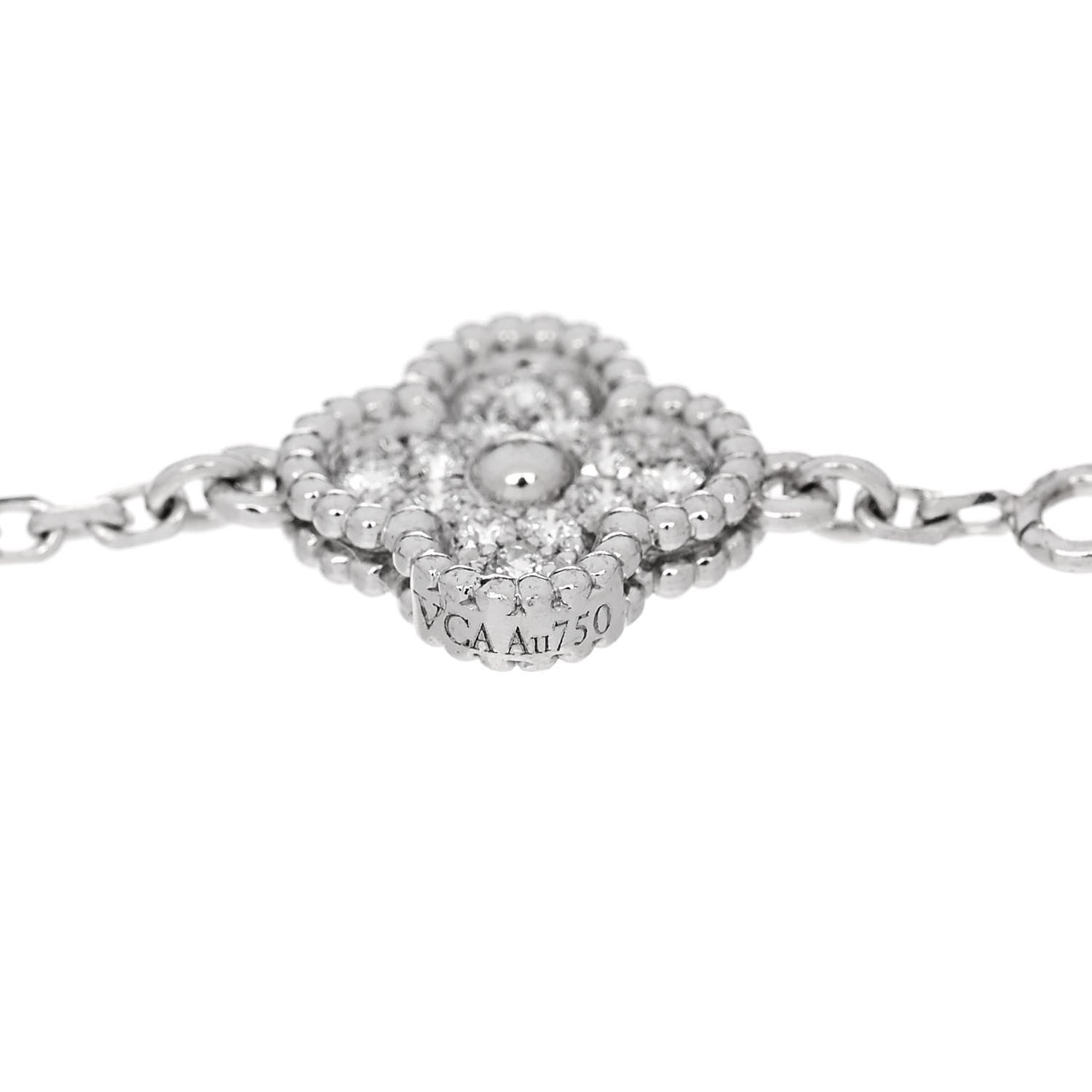Van Cleef & Arpels 18K White Gold Diamond 6 Motifs Sweet Alhambra Bracelet 3 of 5