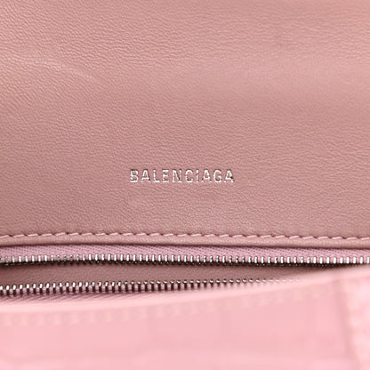 Balenciaga Shiny Calfskin Crocodile Embossed Small Hourglass Top Handle Bag Powder Pink 6 of 13