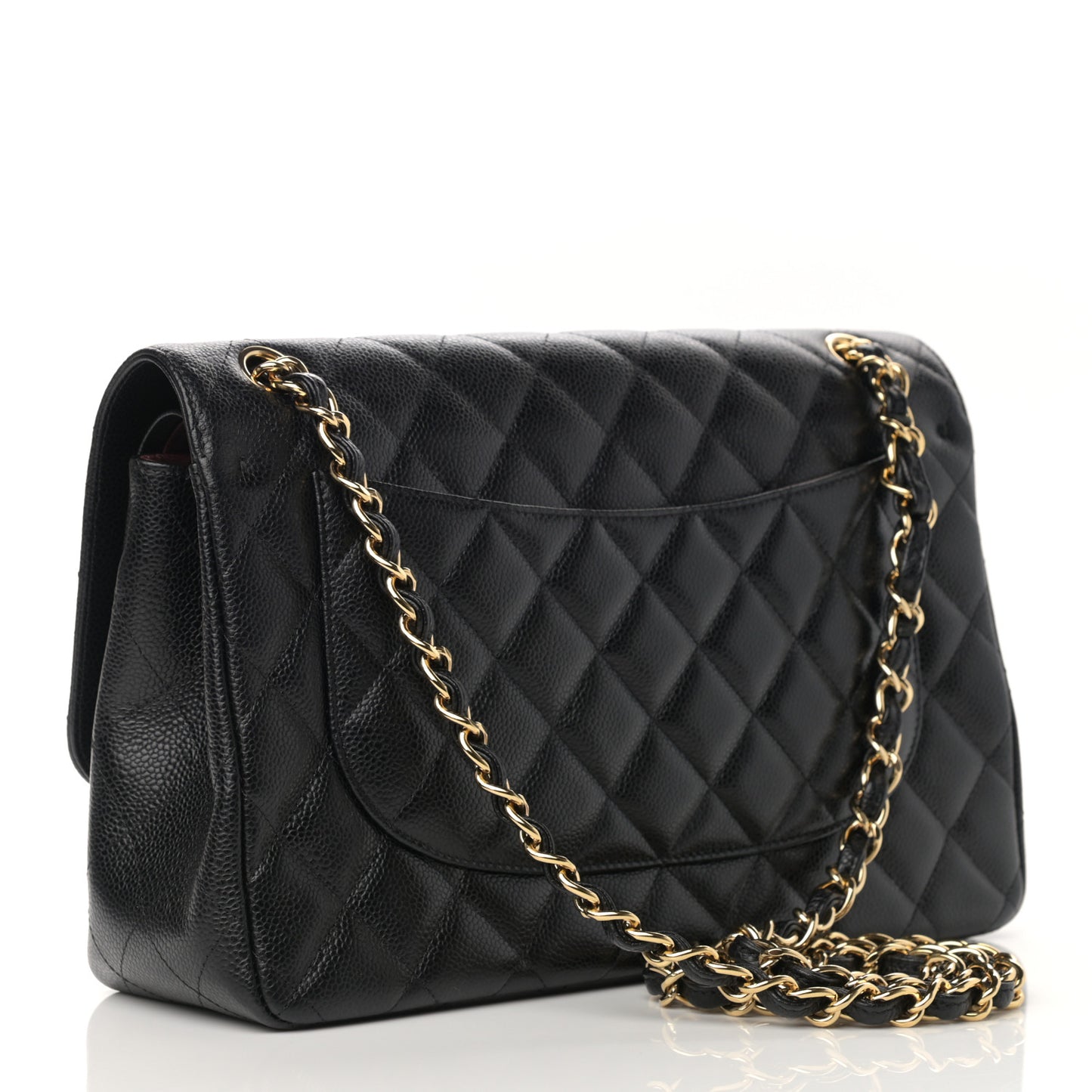 Caviar Quilted Jumbo Double Flap Black