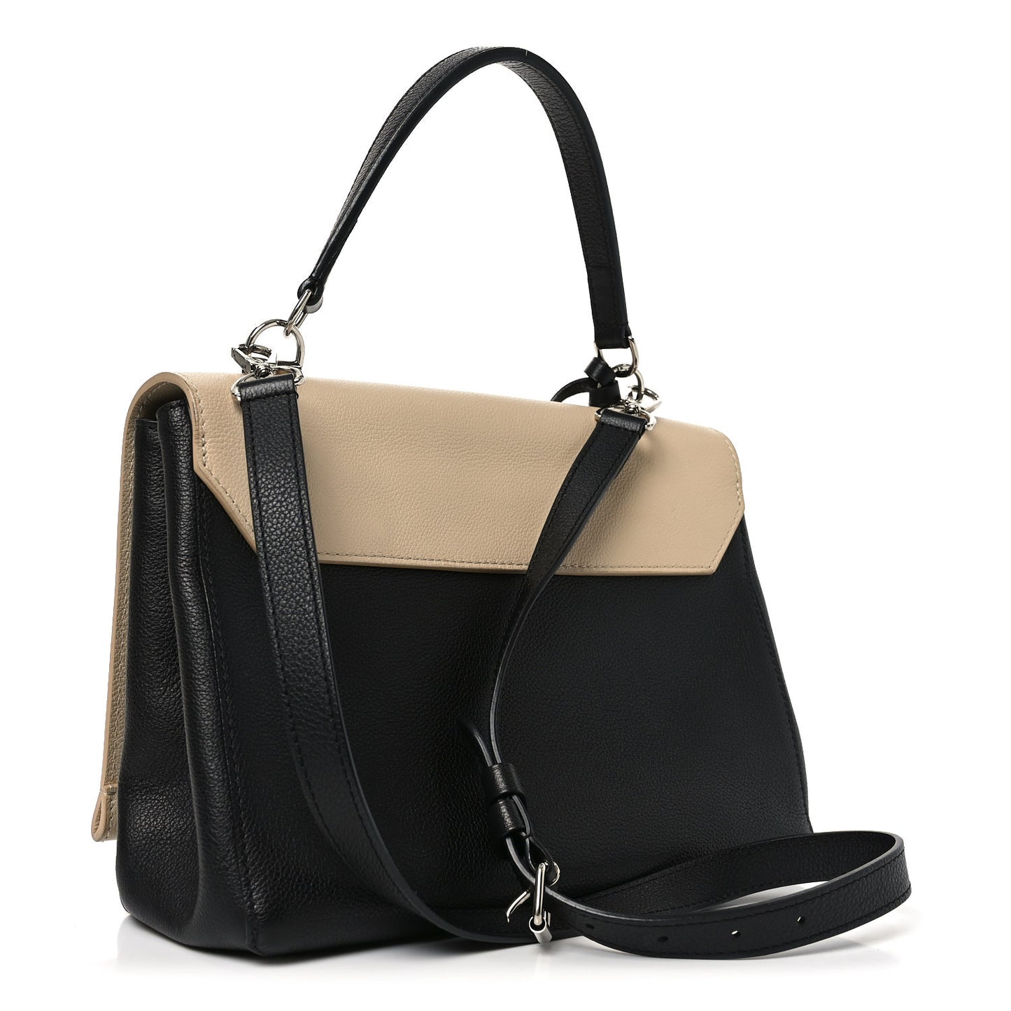 Soft Calfskin Lockme II Top Handle Vanille Black