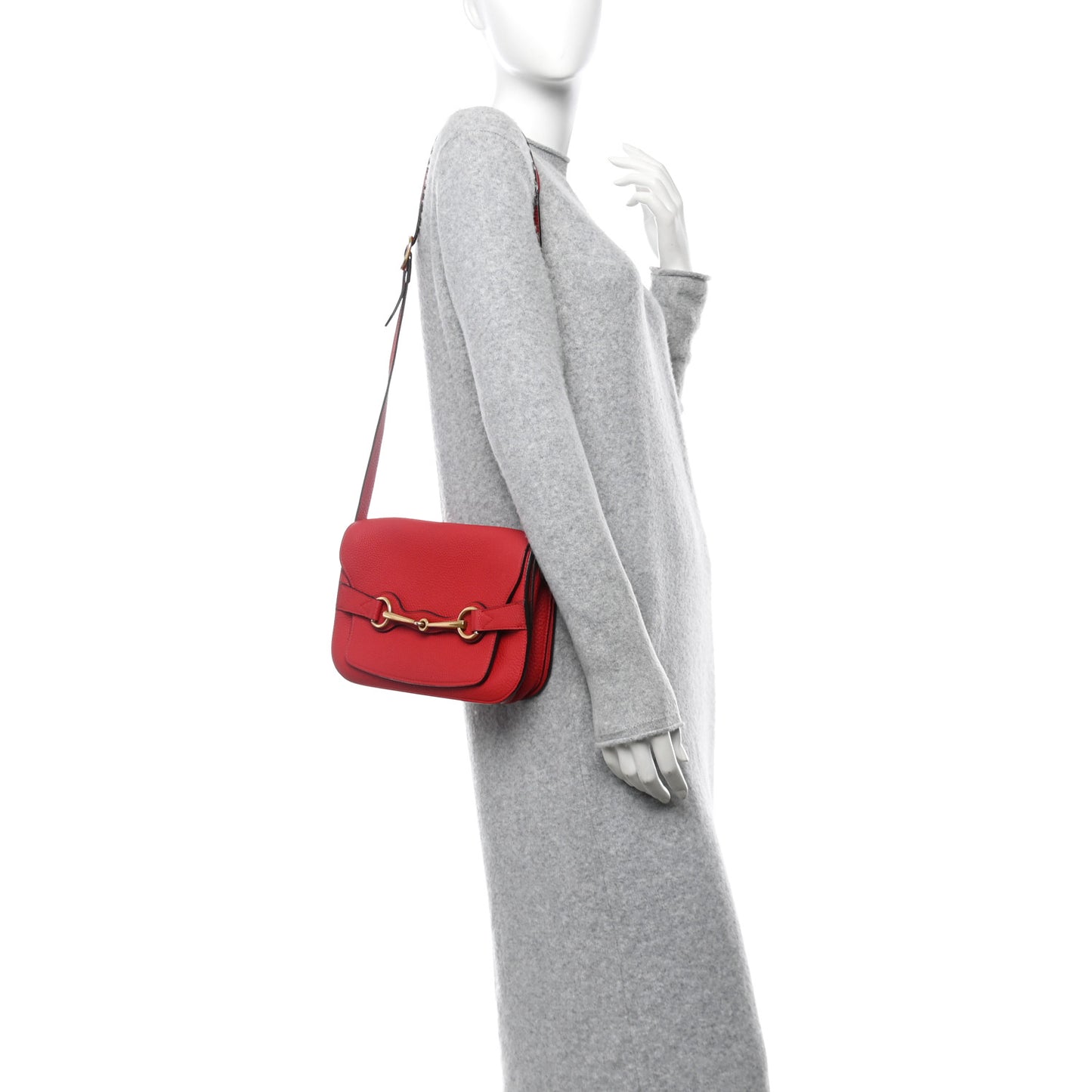 Grained Calfskin Large Bright Bit Flap Bag Red