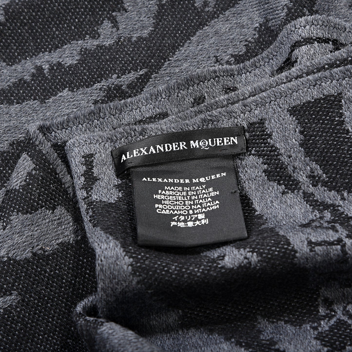 Wool Tiger Print Skull Scarf Black Grey