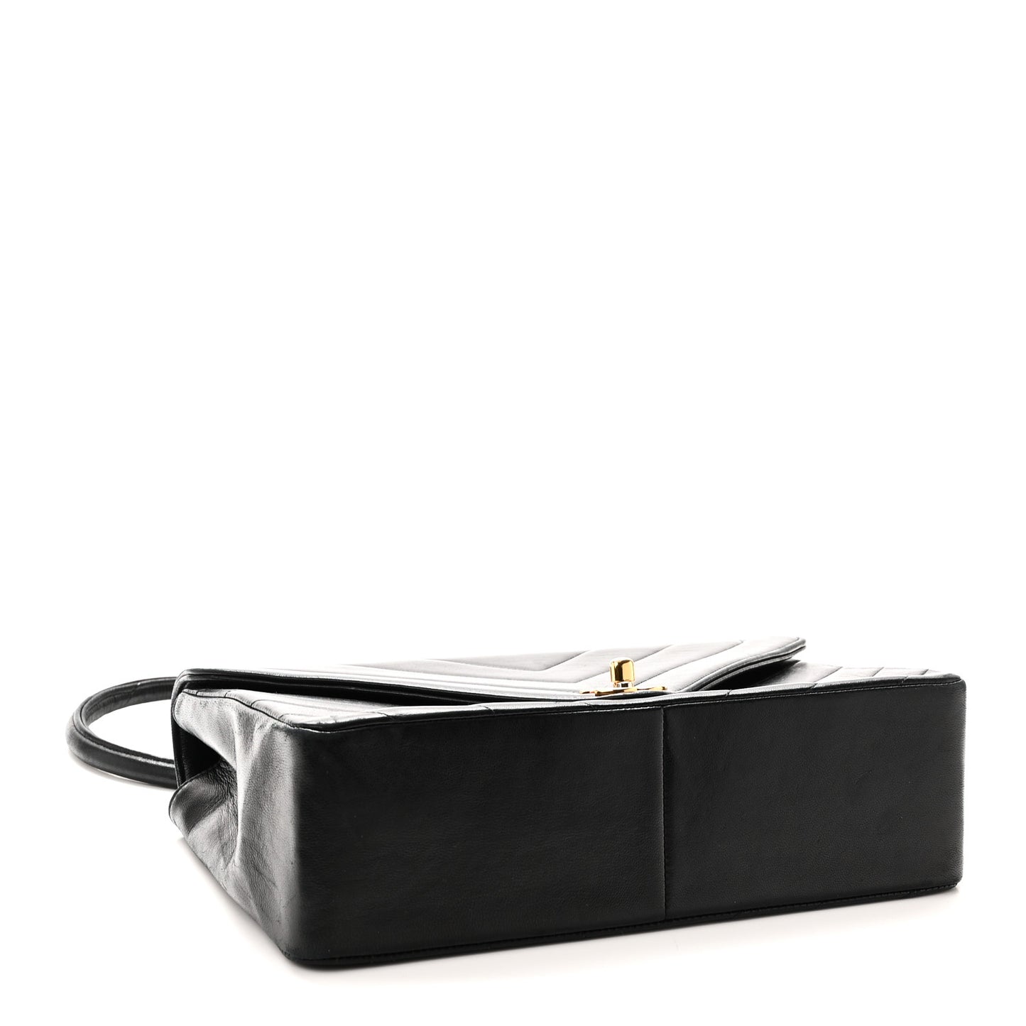 Calfskin Chevron Quilted Envelope Flap Bag Black