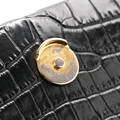 Saint Laurent Calfskin Crocodile Embossed Medium Classic Monogram Kate Tassel Satchel Black 15 of 15