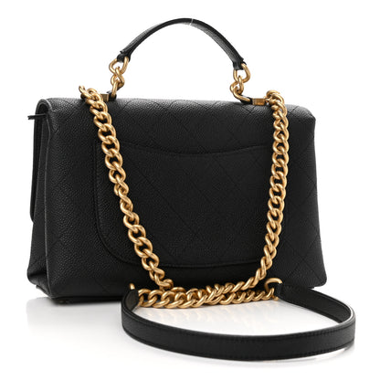 Chanel Caviar Diamond Stitched Small Top Handle Flap Black 3 of 11