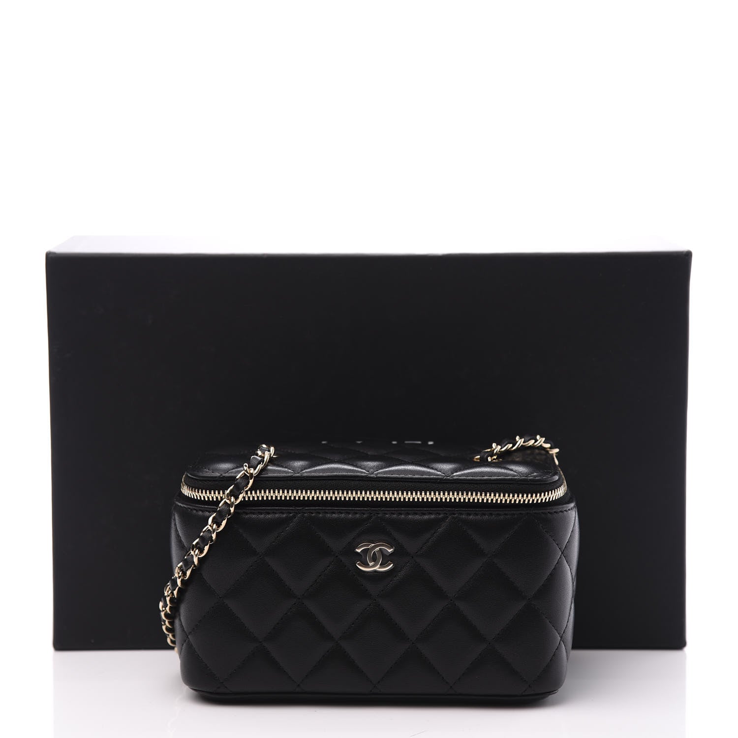 Chanel Lambskin Quilted Small Vanity Case With Chain Black 10 of 10