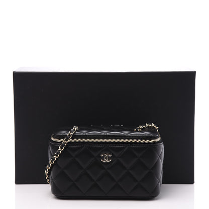 Chanel Lambskin Quilted Small Vanity Case With Chain Black 10 of 10