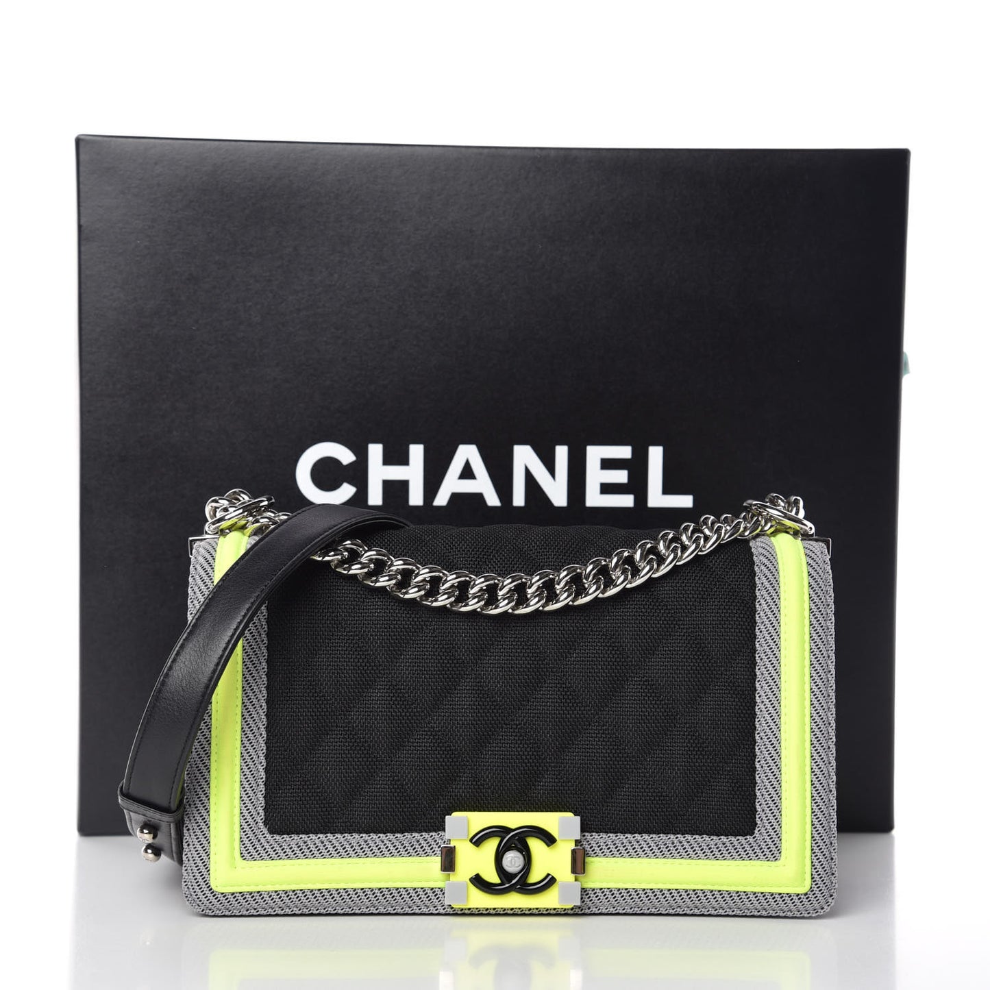 Canvas Quilted Medium Fluo Boy Flap Black Grey Yellow