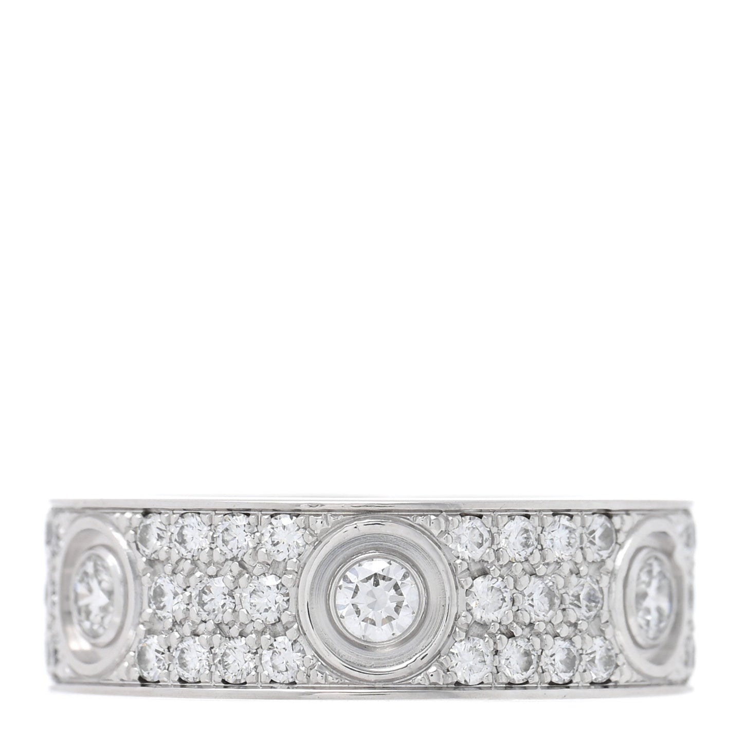 18K White Gold Diamond LOVE Paved Ring 54 7