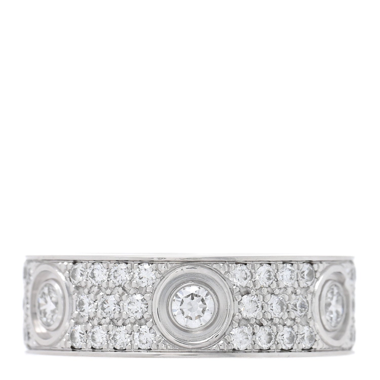 Cartier 18K White Gold Diamond LOVE Paved Ring 54 7 1 of 5