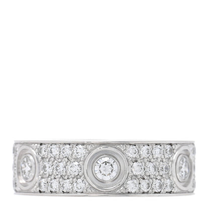 Cartier 18K White Gold Diamond LOVE Paved Ring 54 7 1 of 5