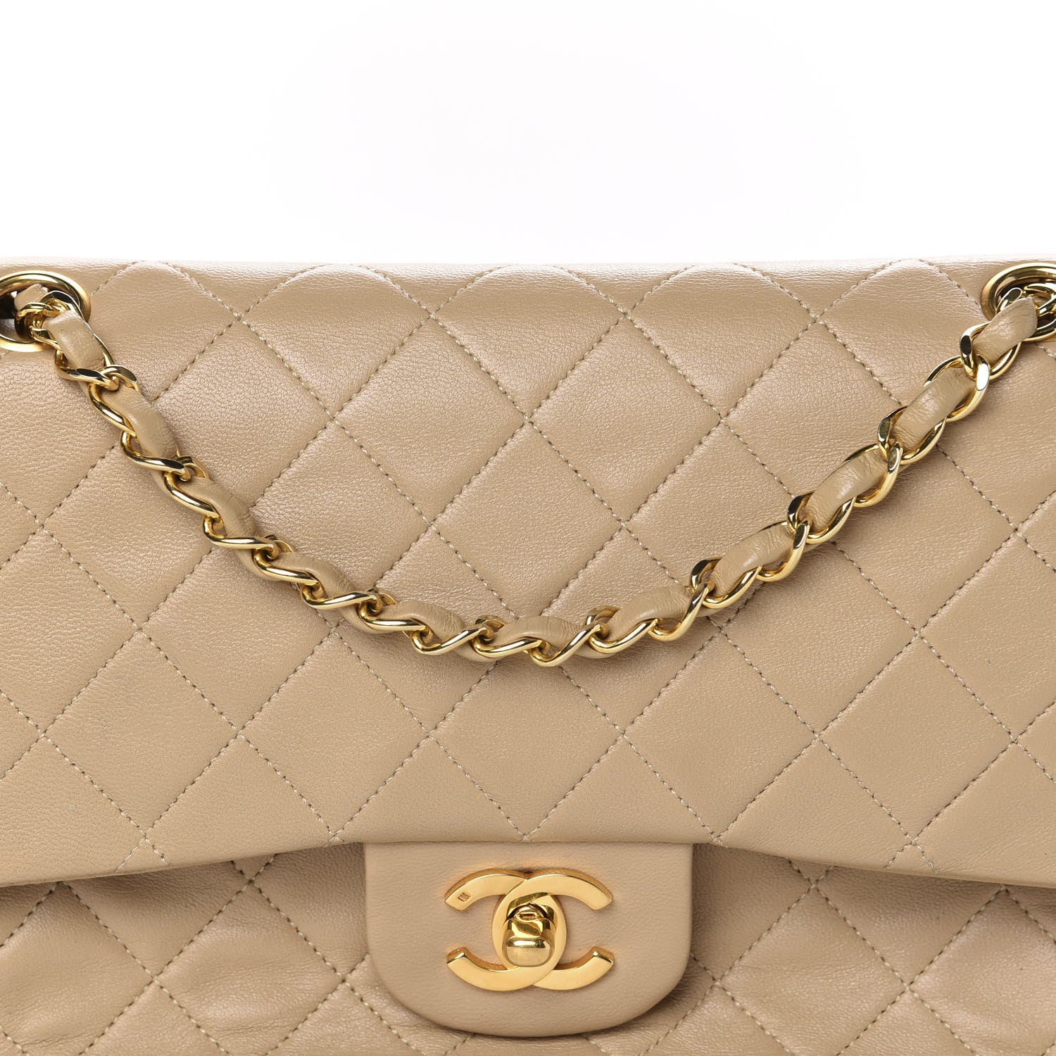 Chanel Lambskin Quilted Medium Double Flap Beige 11 of 11