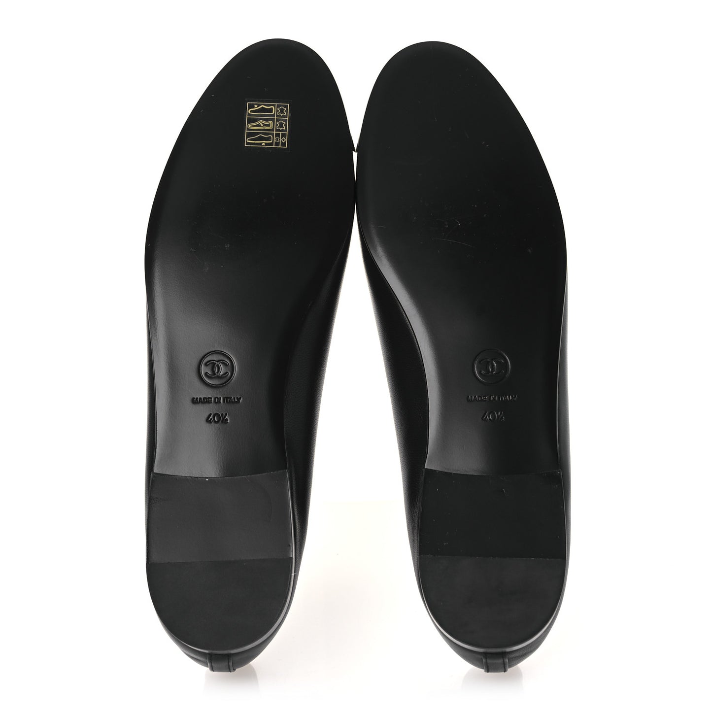 Lambskin Patent Cap Toe Ballerina Flats 40.5 Black