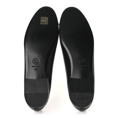 Chanel Lambskin Patent Cap Toe Ballerina Flats 40.5 Black 7 of 11