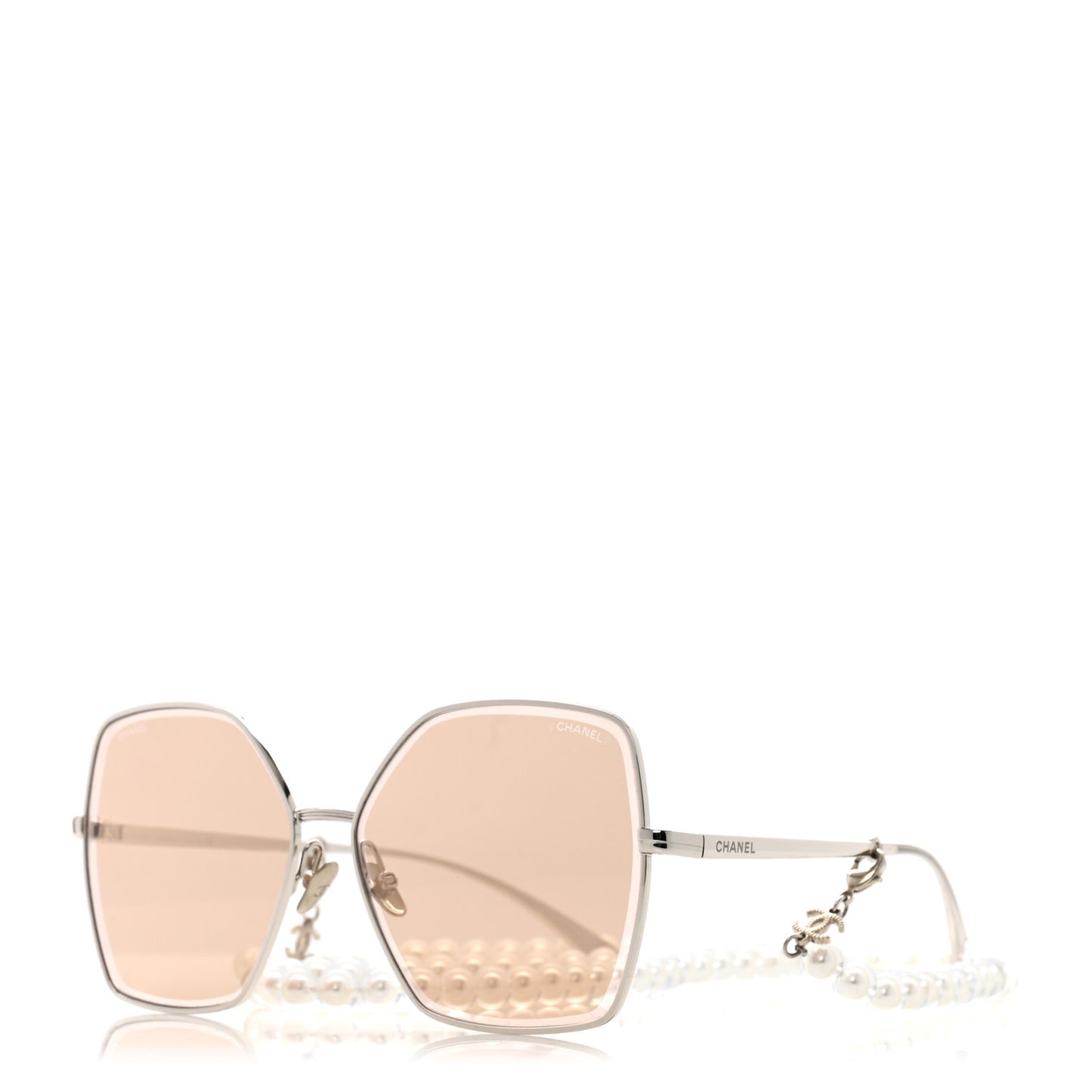 Butterfly Removable Pearl Chain Sunglasses 4262 Silver