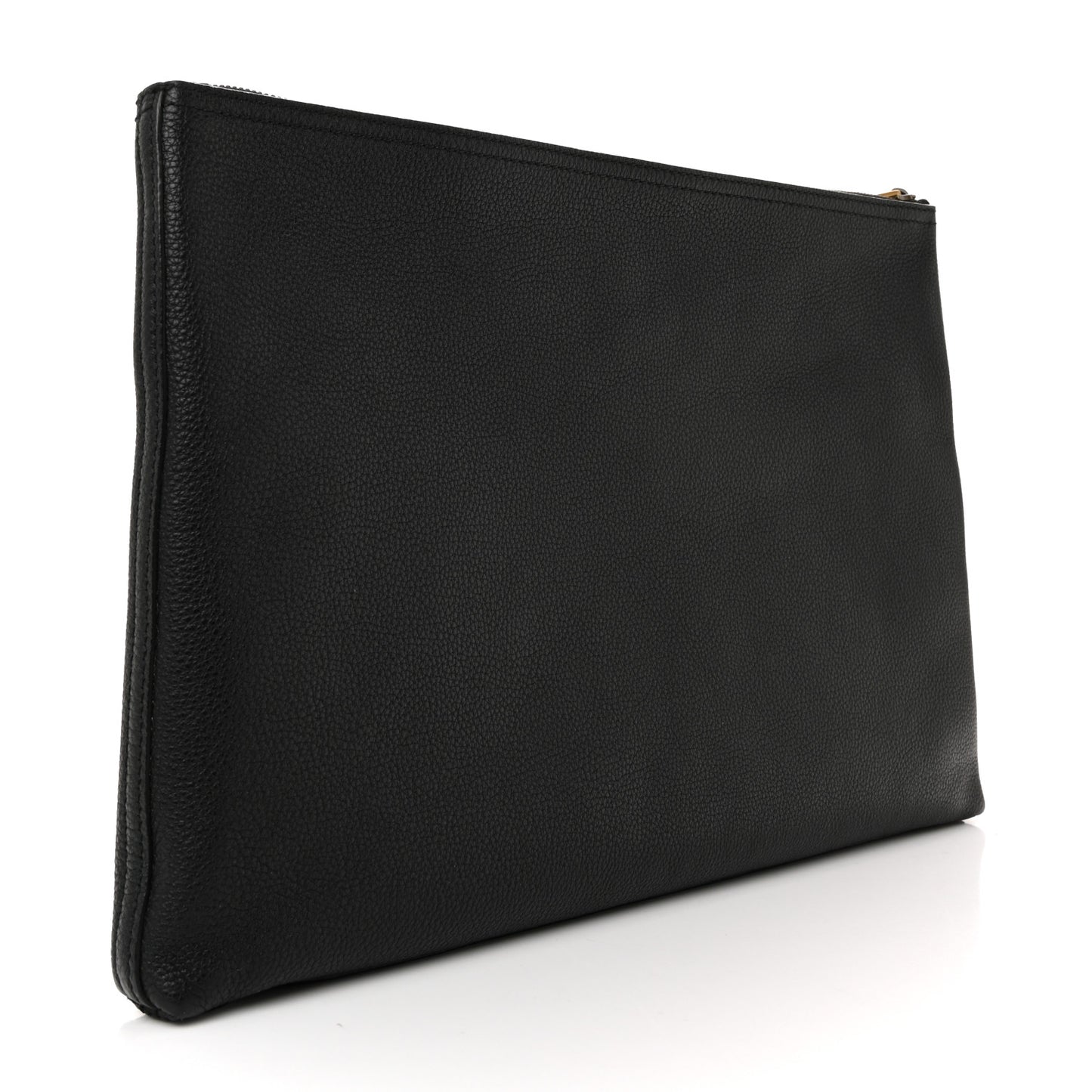 Pebbled Calfskin Large Logo Portfolio Clutch Black