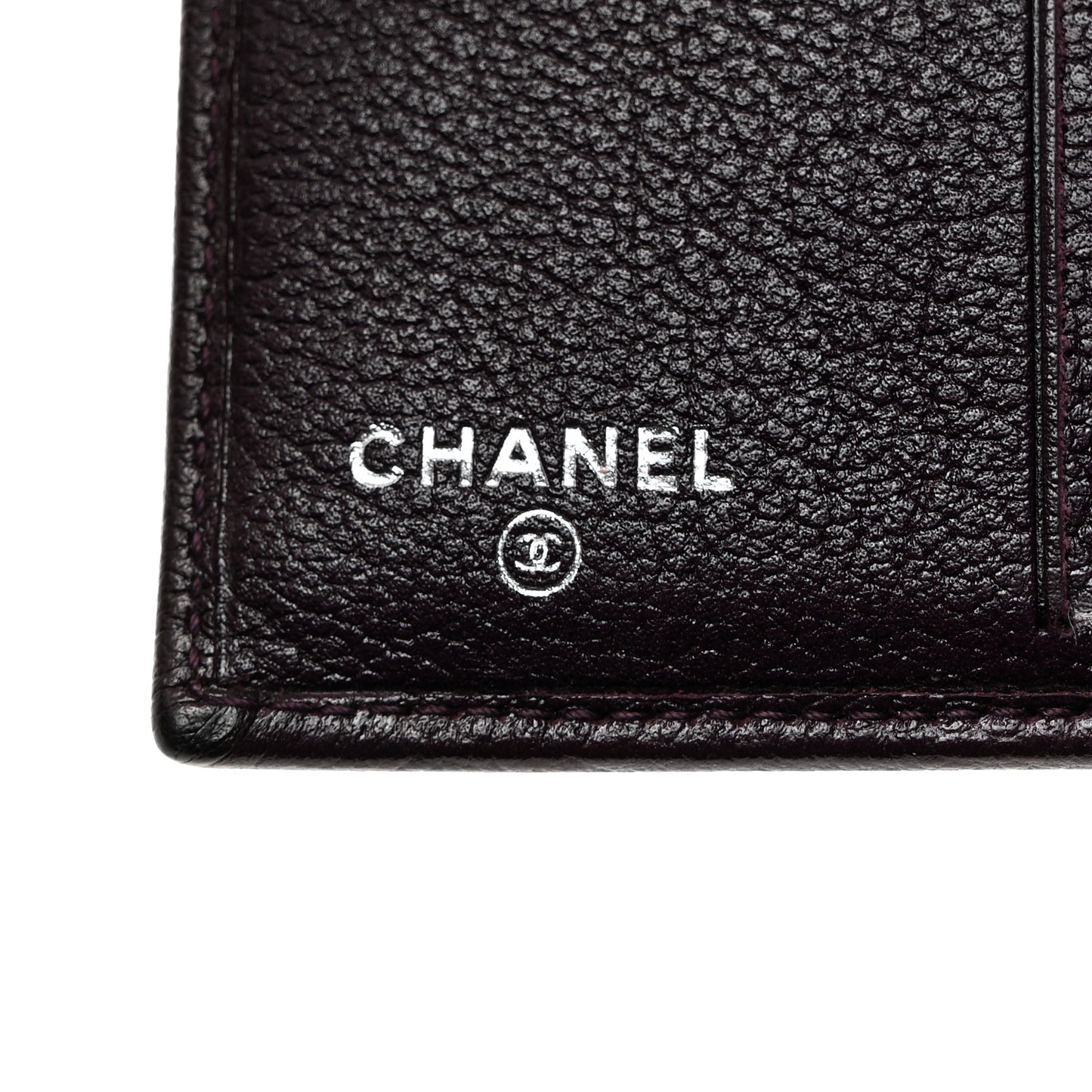 Glazed Goatskin Camellia Embossed French Flap Wallet Purple