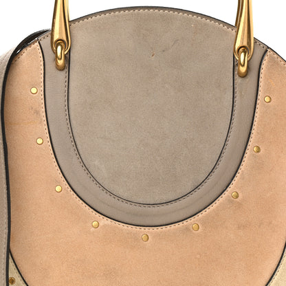 Chloe Smooth Calfskin Suede Patchwork Studded Medium Pixie Bag Motty Grey 7 of 15