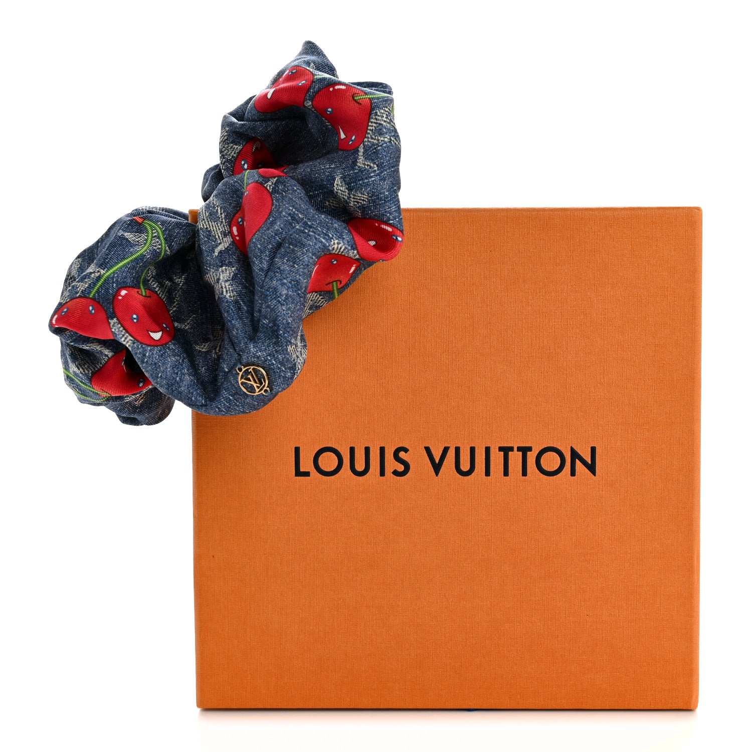 Louis Vuitton LV X TM Monogram Cerises Silk Scrunchie Blue 5 of 5