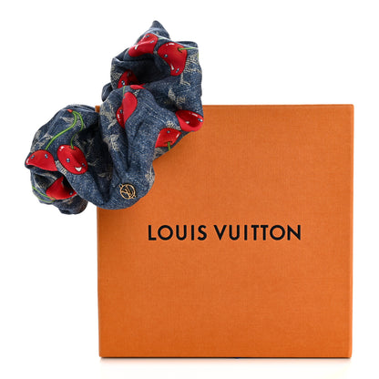 Louis Vuitton LV X TM Monogram Cerises Silk Scrunchie Blue 5 of 5