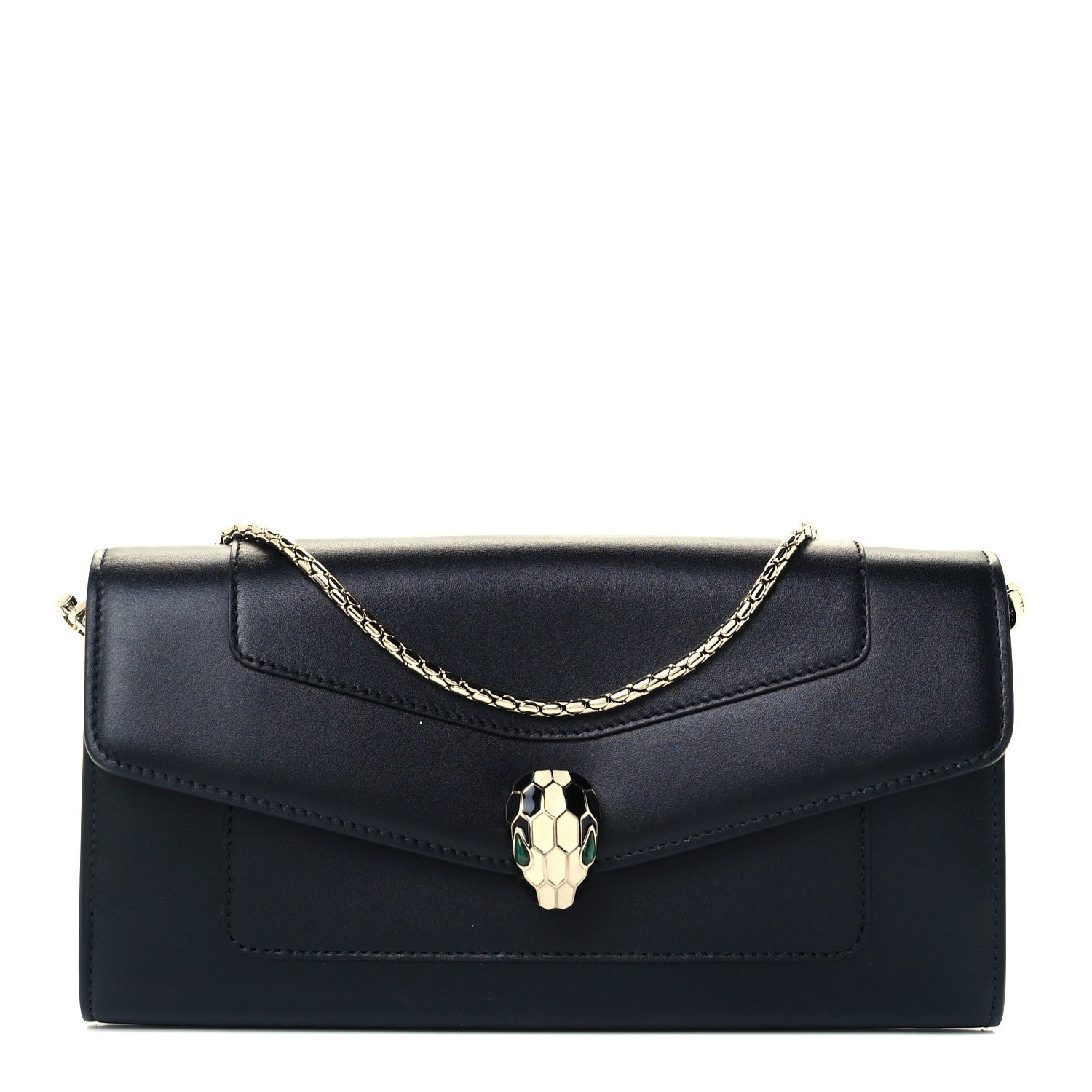 Bulgari Calfskin Serpenti Forever Chain Wallet Black 1 of 12