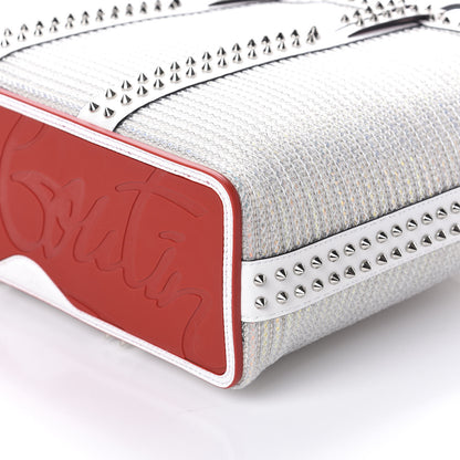 Christian Louboutin Calfskin Metallic Straw Spikes East West Cabata Tote White 9 of 9