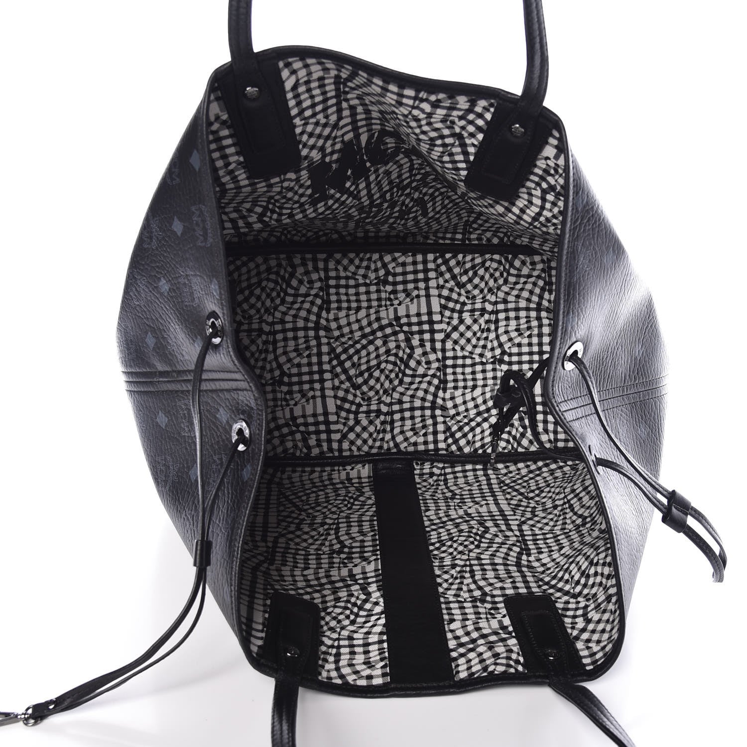 MCM Visetos Large Liz Reversible Shopper Tote Black 9 of 20