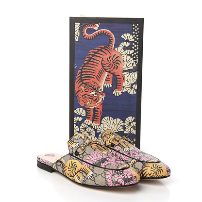 Gucci GG Supreme Monogram Bengal Womens Princetown Slippers 38 Beige Crop Pink 9 of 9