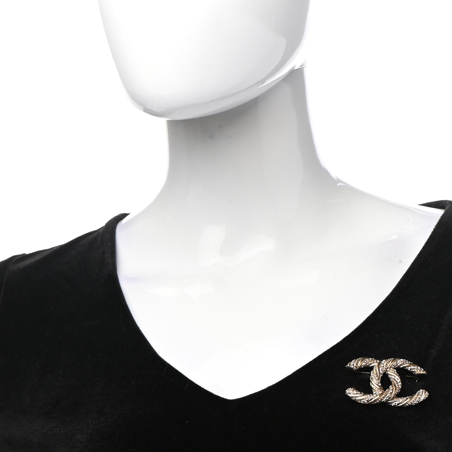 Crystal Twisted CC Brooch Light Gold