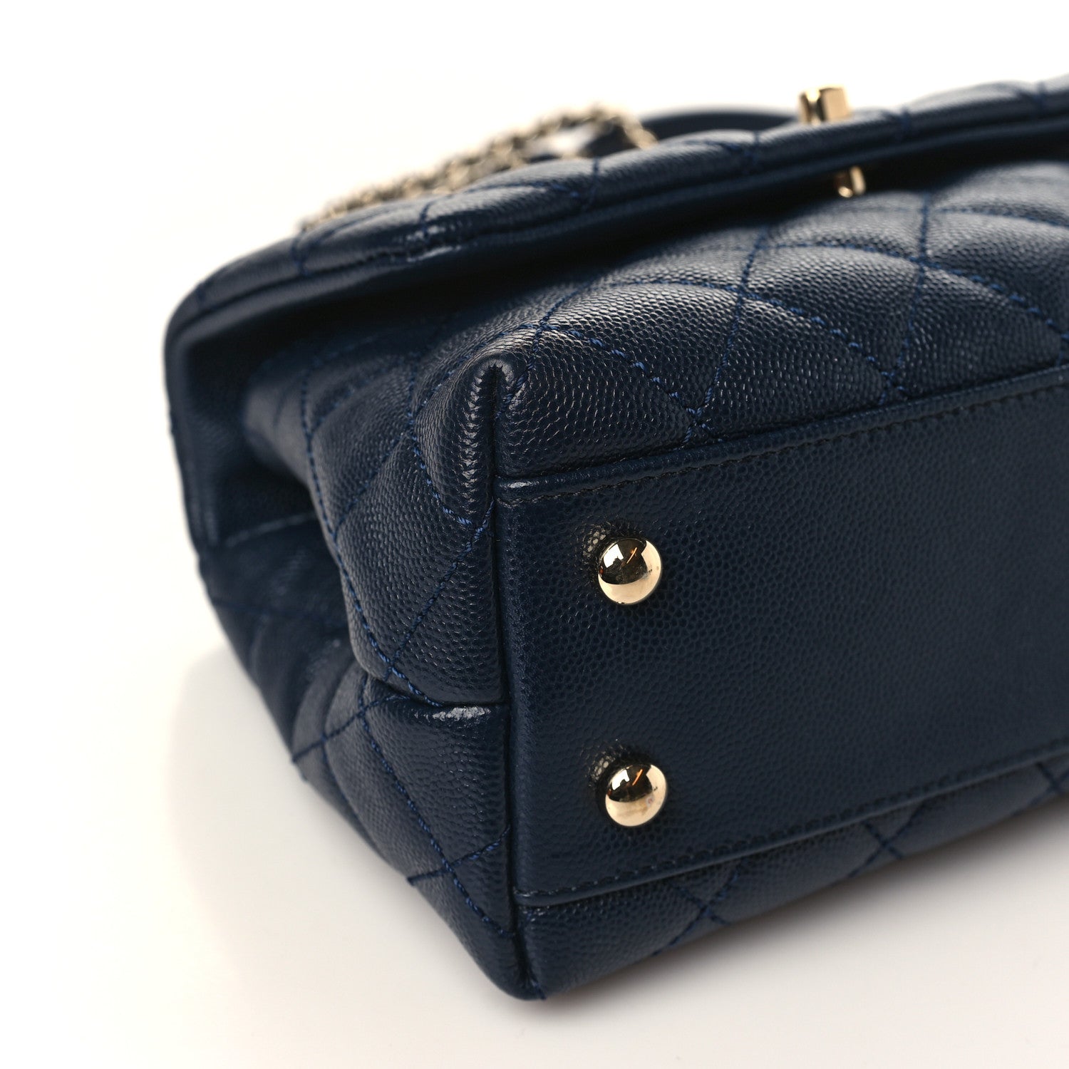 Chanel Caviar Quilted Lizard Embossed Mini Coco Handle Flap Navy Blue 8 of 9