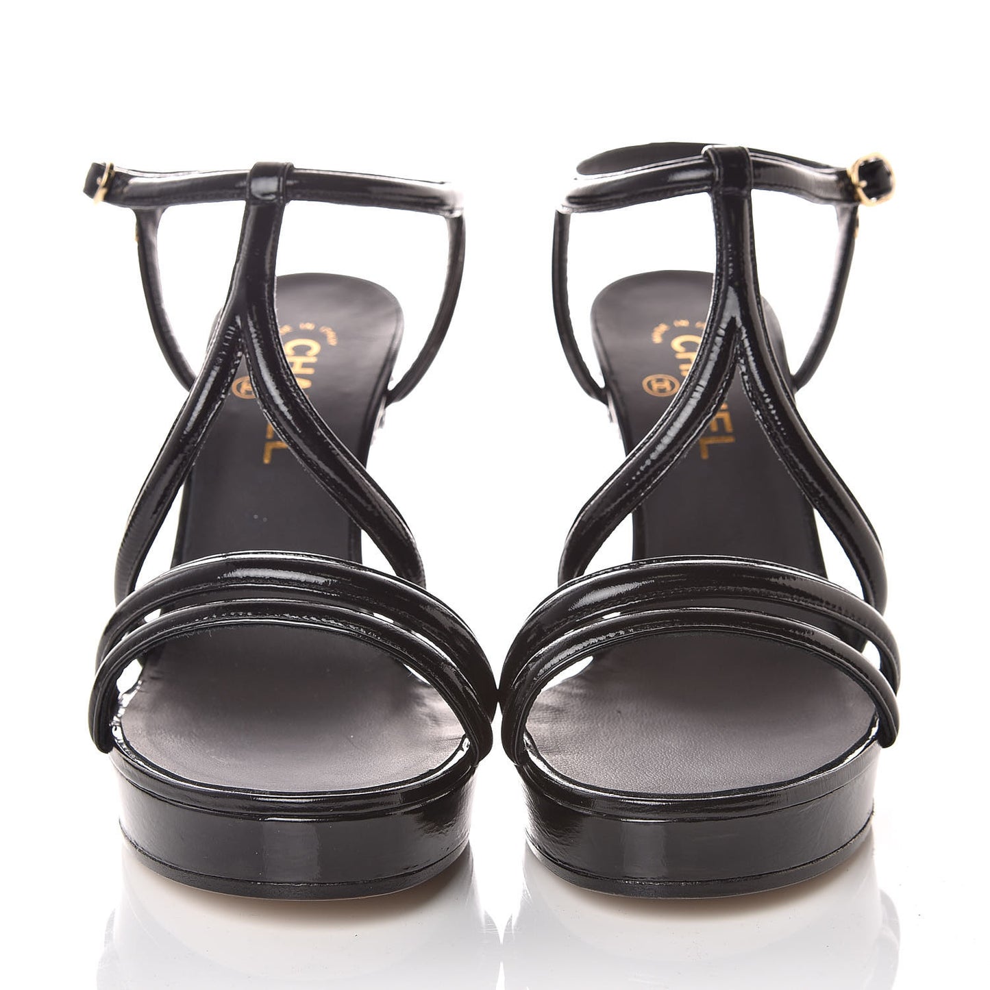 Patent Crumpled Calfskin Parthenon Platform Sandals 41 Black