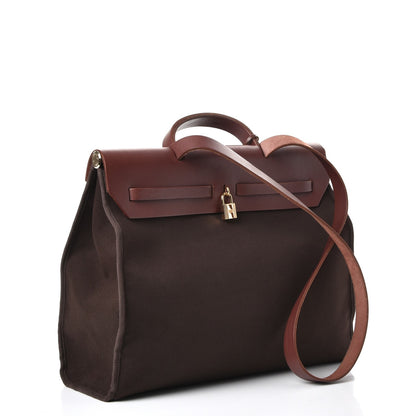 Hermes Toile Vache Calfskin Herbag 39 GM Havane 4 of 9
