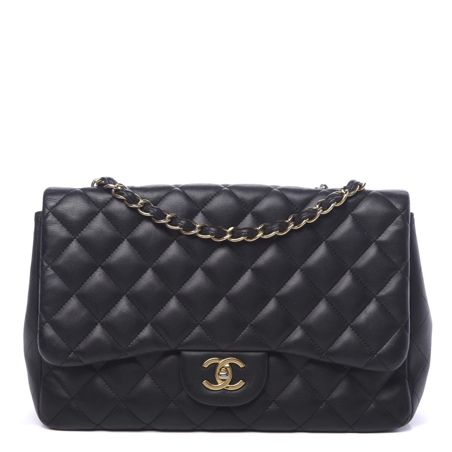 Chanel Lambskin Quilted Jumbo Single Flap Black 1 of 11