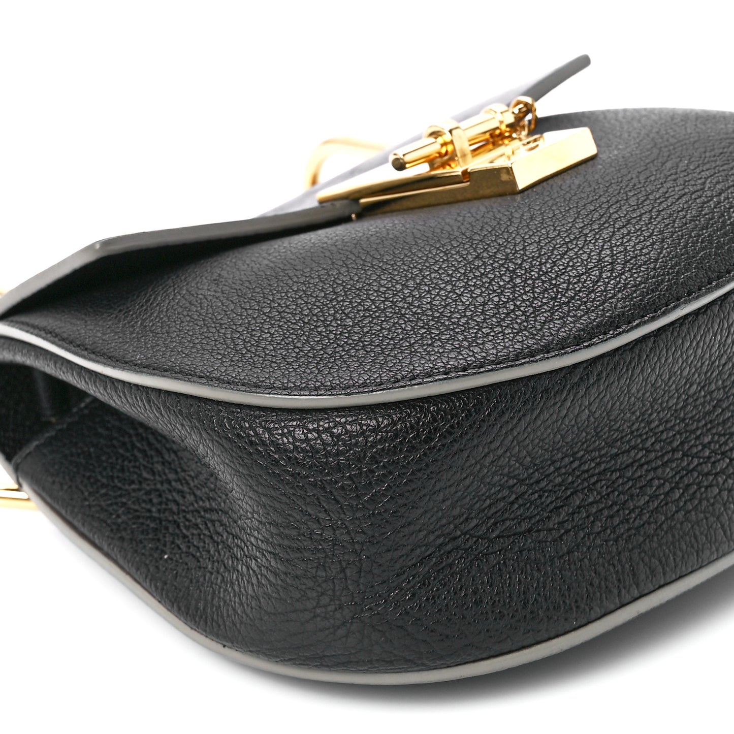Grained Calfskin Lambskin Mini Drew Shoulder Bag Black