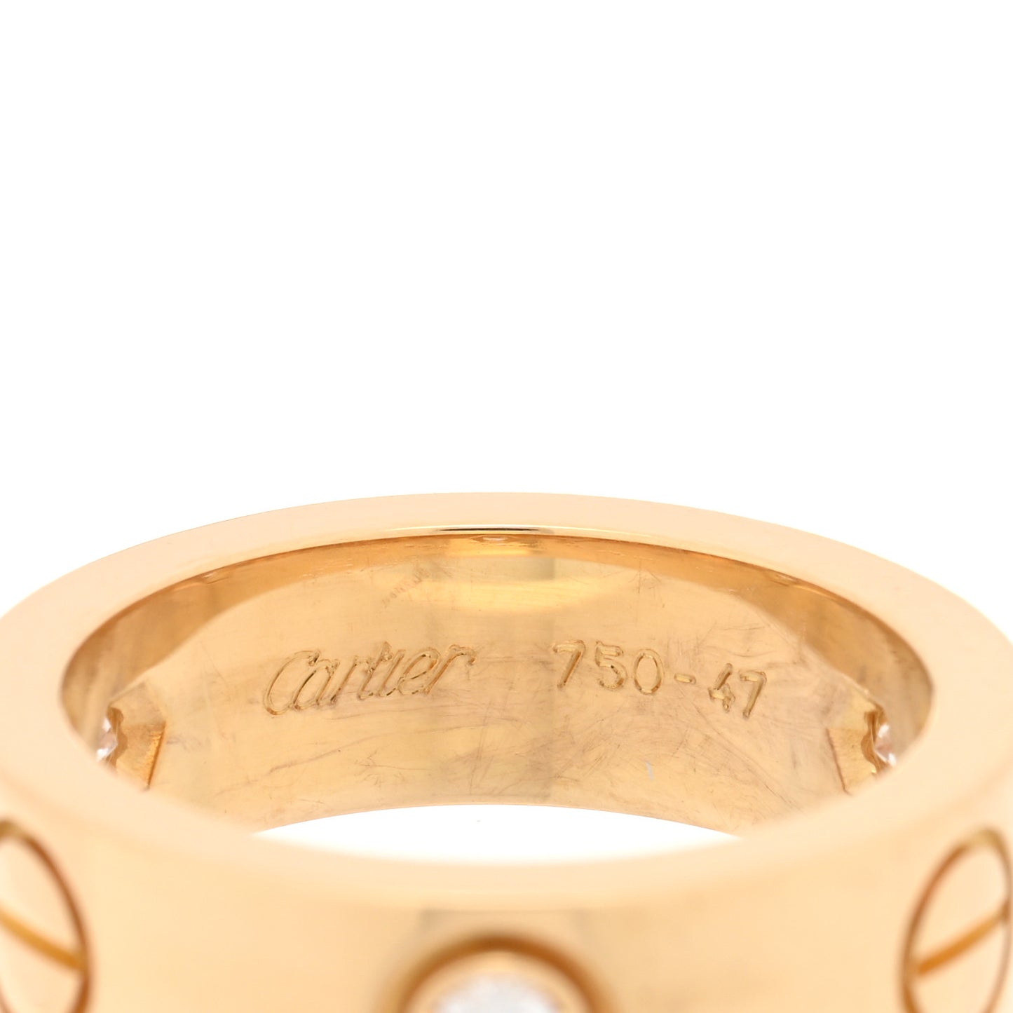18K Yellow Gold 3 Diamond 5.5mm LOVE Ring 47 4