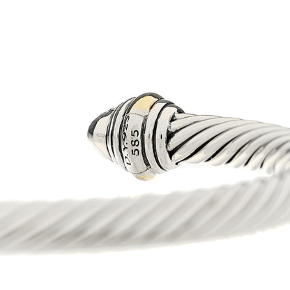 David Yurman Sterling Silver 14K Yellow Gold Diamond 5mm Cable Classics Pave Domes Bracelet 3 of 5