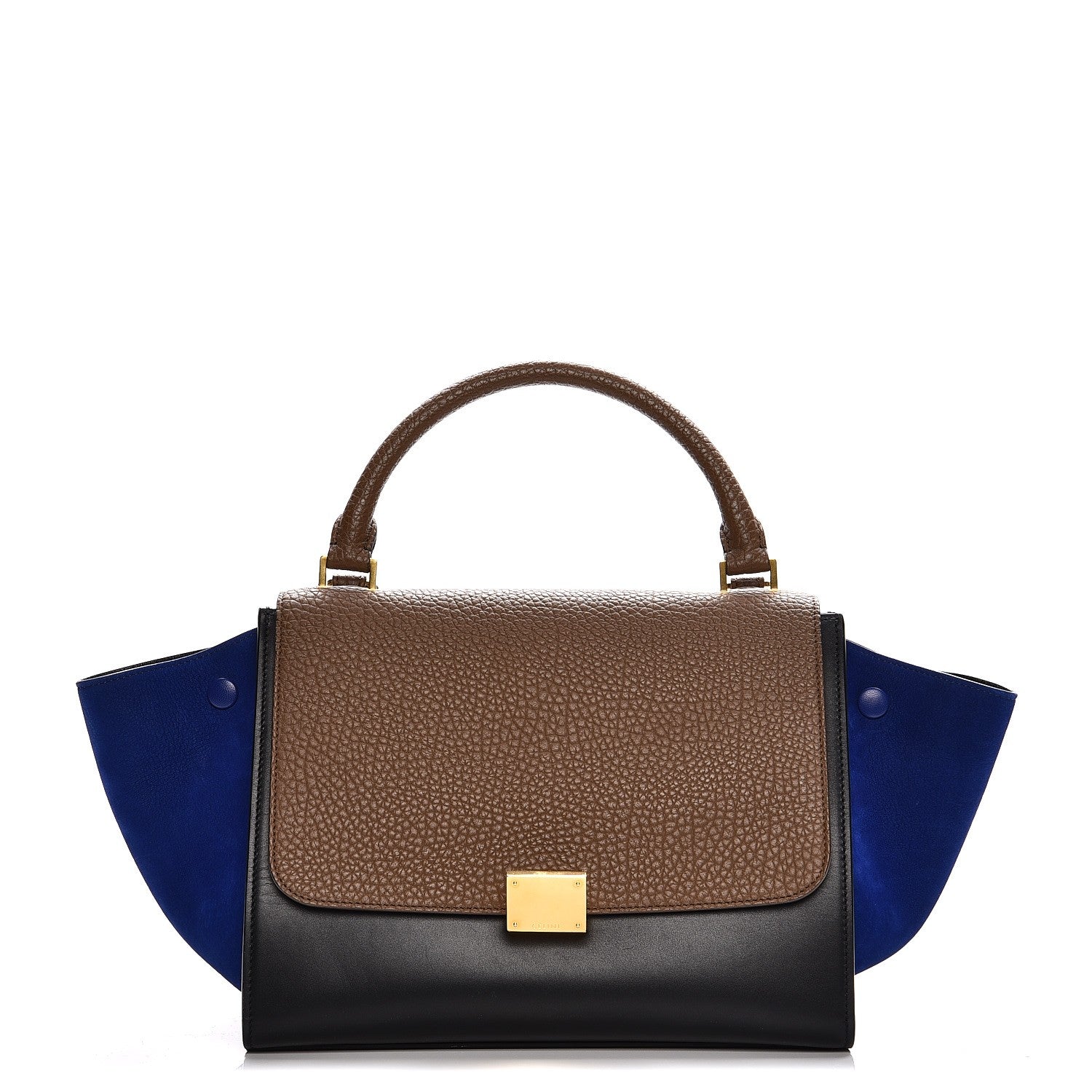 Celine Bullhide Calfskin Nubuck Small Tri-Color Trapeze Coffee 1 of 9