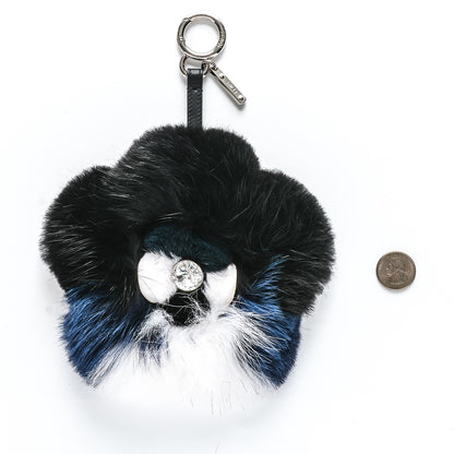 Fendi Fox Mink Fur Flowerland Bag Charm Black Blue White 2 of 7