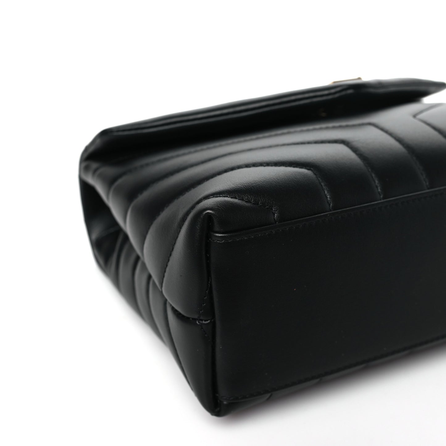 Calfskin Y Quilted Monogram Small Loulou Chain Satchel Black