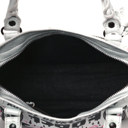 Balenciaga Agneau Graffiti All Over Classic Hardware Mini City White Multicolor 4 of 14