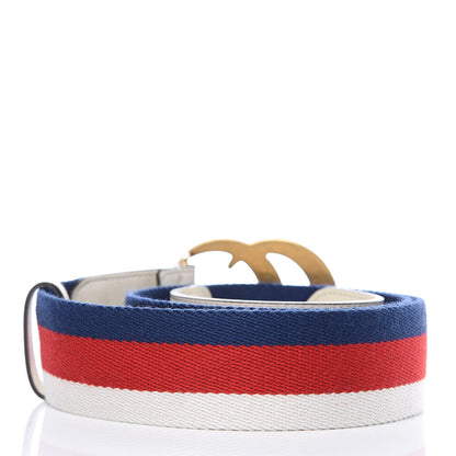 Gucci Nylon Calfskin Sylvie Web Double G 40mm Belt 90 36 Mystic White Hibiscus Red Maritime 3 of 6