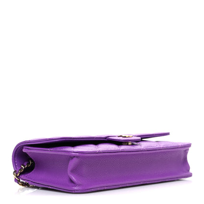 Chanel Caviar Quilted Flap Phone Holder with Chain Purple 4 of 12