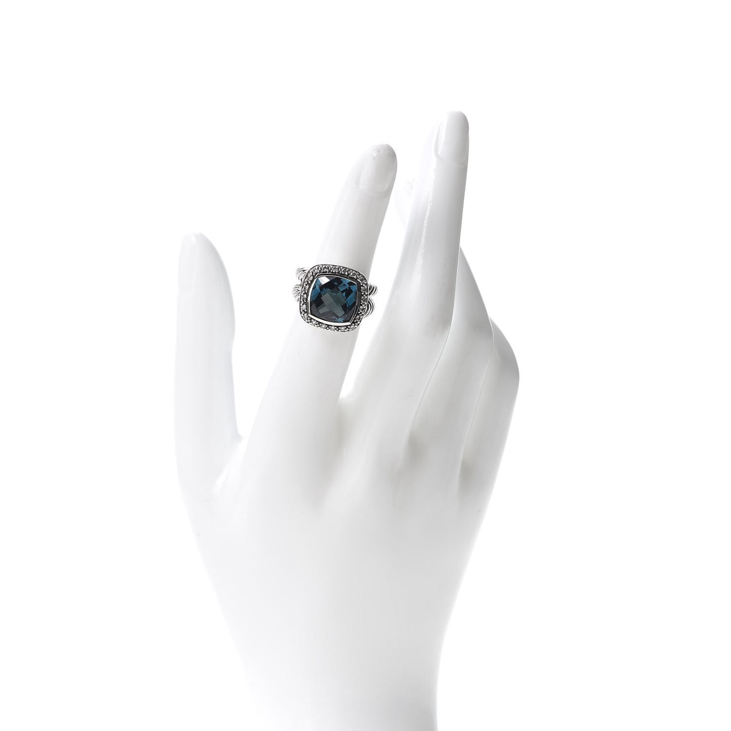 Sterling Silver 11mm Hampton Blue Topaz Diamond Albion Ring 49 5
