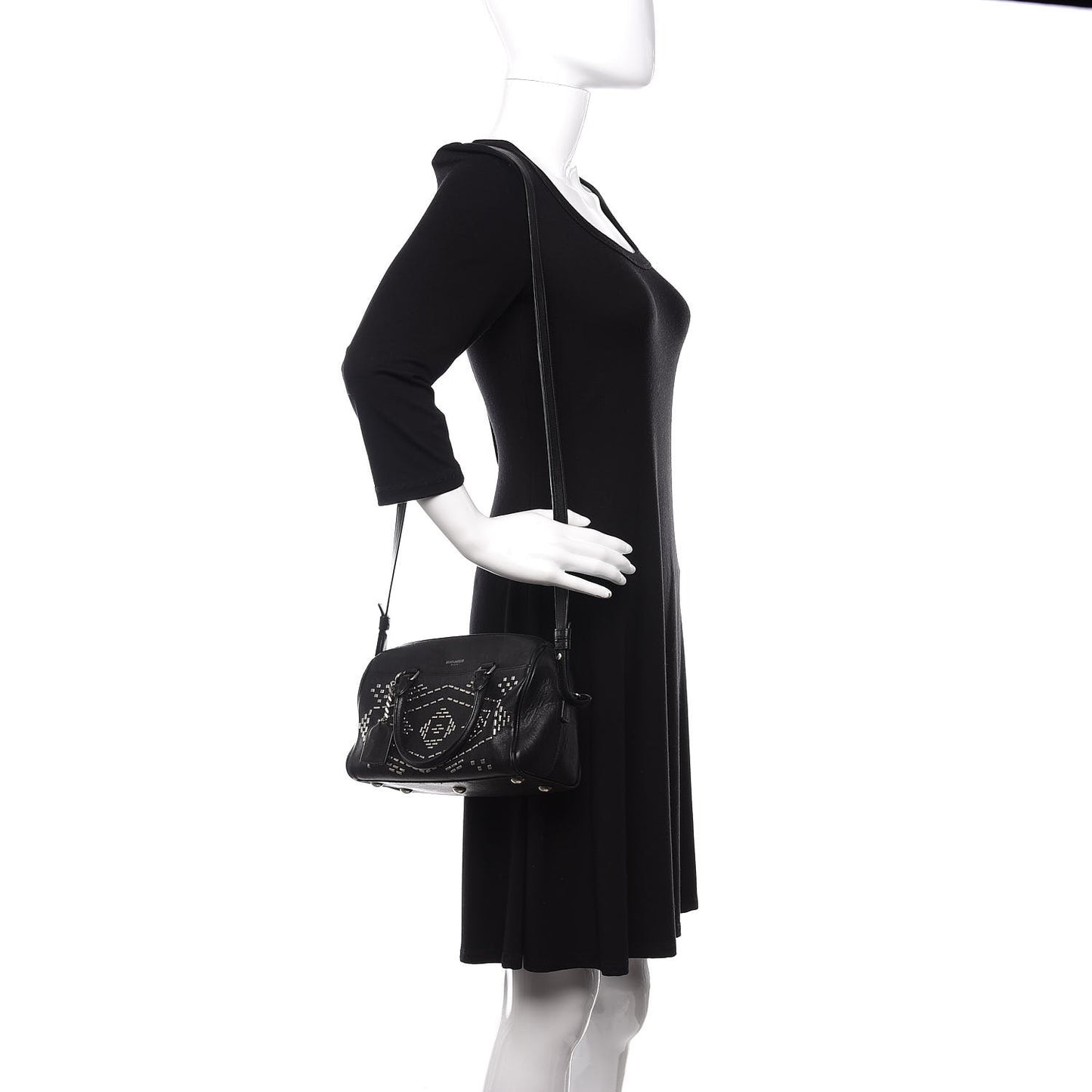 Calfskin Studded Classic Baby Duffle Black
