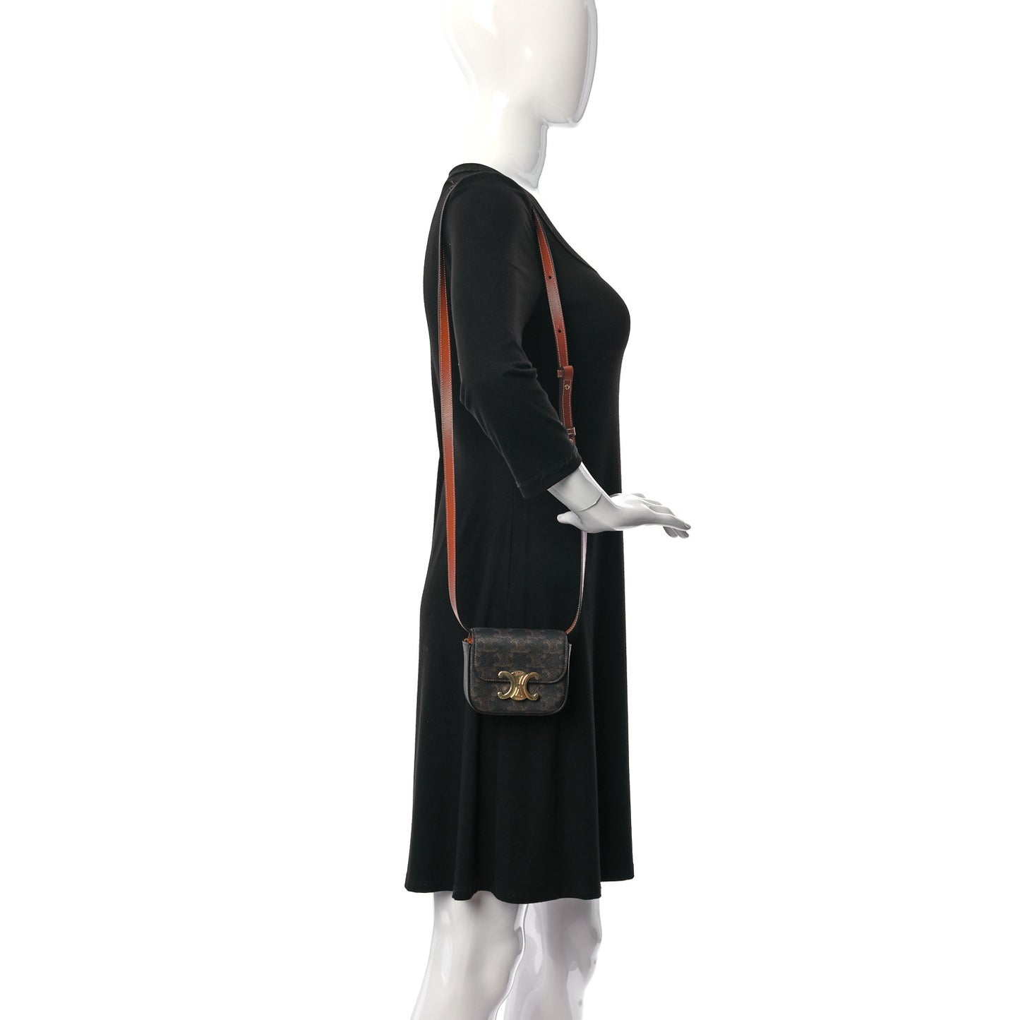 Triomphe Canvas Calfskin Mini Triomphe Tan