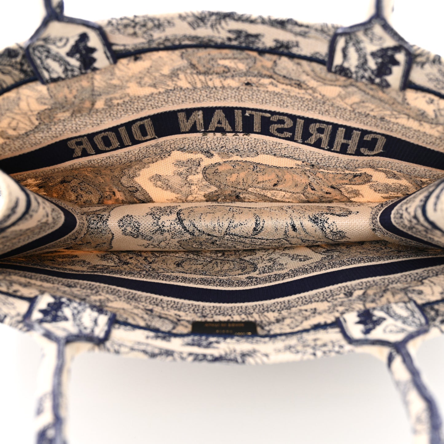 Canvas Embroidered Medium Dioriviera Toile De Jouy Book Tote Blue